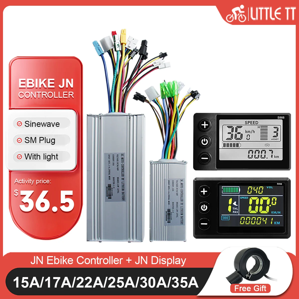 

Контроллер бесщеточного двигателя для электровелосипедов 36В/48В 500Вт/1000Вт/1500Вт с синусоидальным выходом и цветным ЖК-дисплеем S866 для аксессуаров к электросамокатам