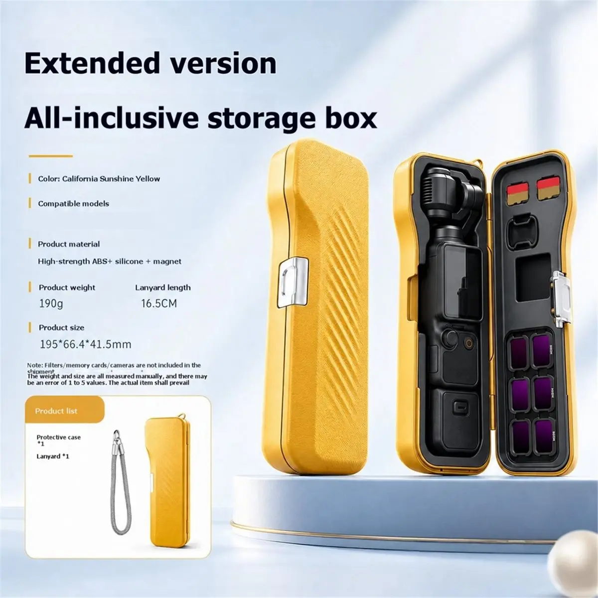Portable Hard Shell Storage Case for Pocket 4/Pocket 3 Shockproof Protective Box Yellow