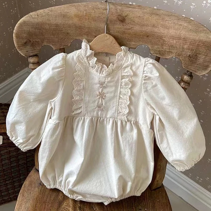 Baby Girls Bodysuits Clothing Lace Ruffle Infant Baby Girls Jumpsuit Long Sleeve Cotton Embroidery Newborn Baby Girls Bodysuits