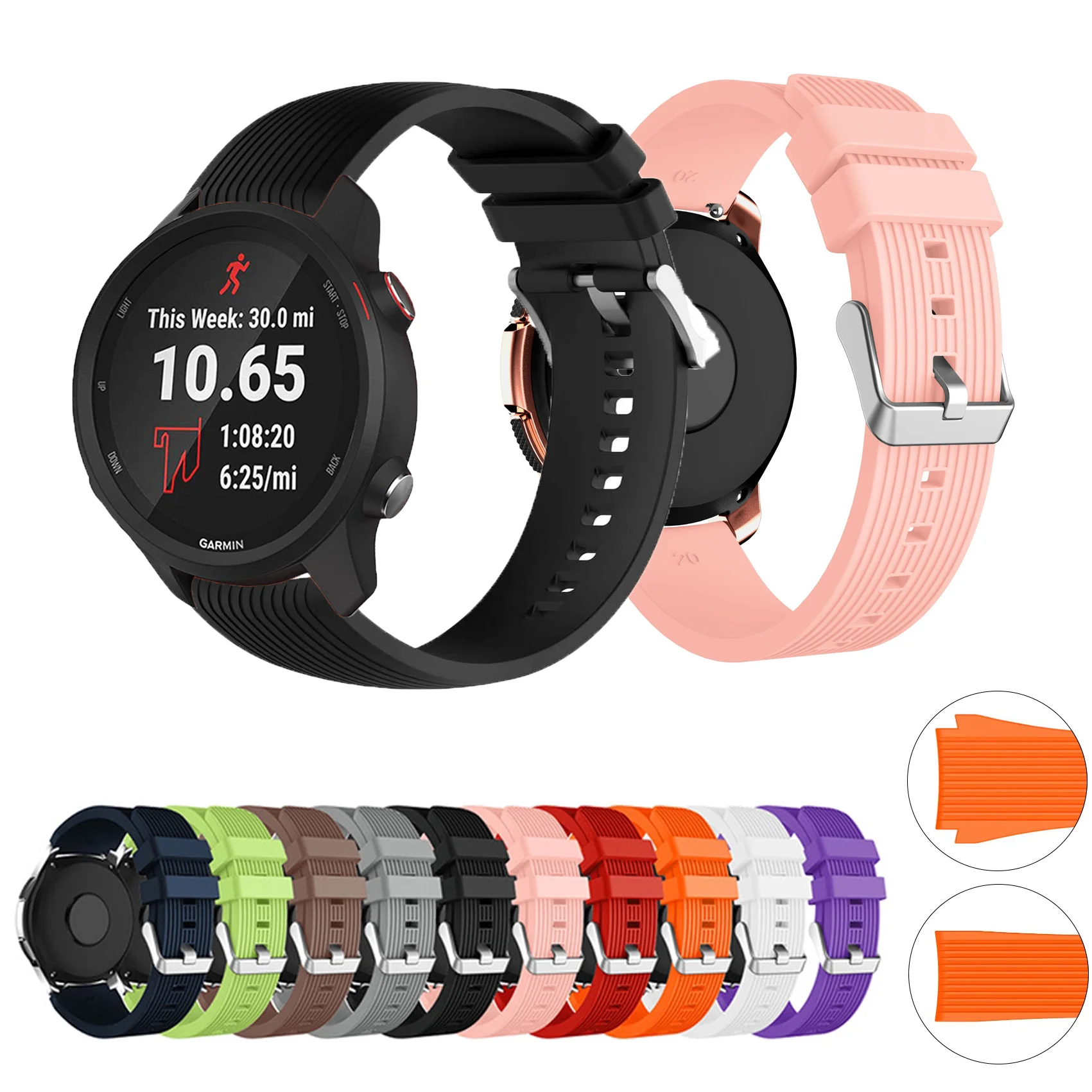 Силиконовый ремешок для Garmin Forerunner 265 255 245 245M 645 645M 55 158 165 Music