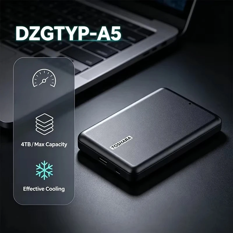 TOSHARA A5 Portable SSD Desktop Laptop Mac 4TB 2TB 1TB 500GB Encrypted Backup Original Boost Gaming Storage