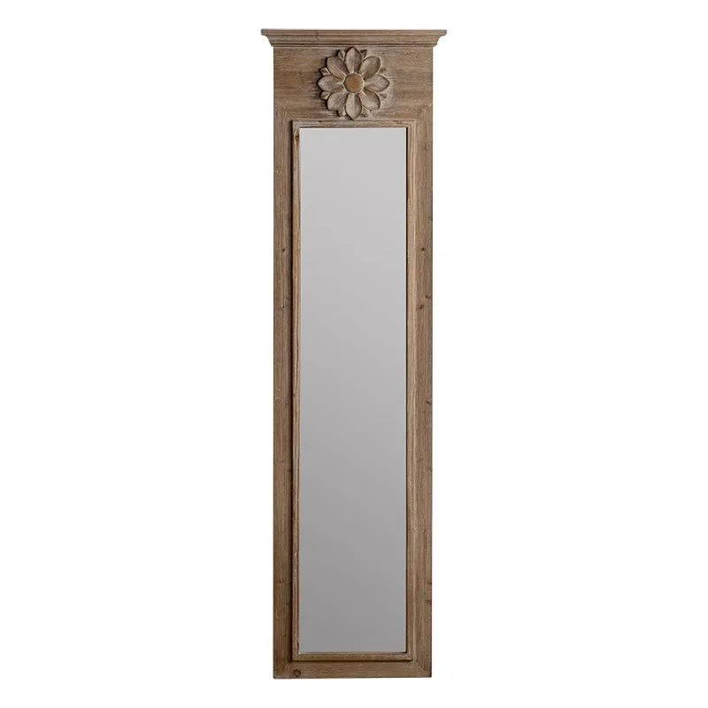 

American retro solid wood mirror, homestay decorative mirror full-body mirror for home use, living room entrance wall