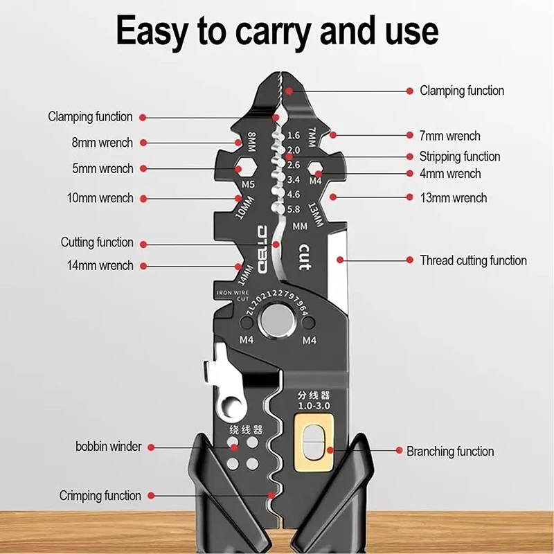 Multifunction Wire Strippers Electeical Pliers 8 inch Wire Crimping Tool Wire Cutter Professional Electrician Pliers Tools