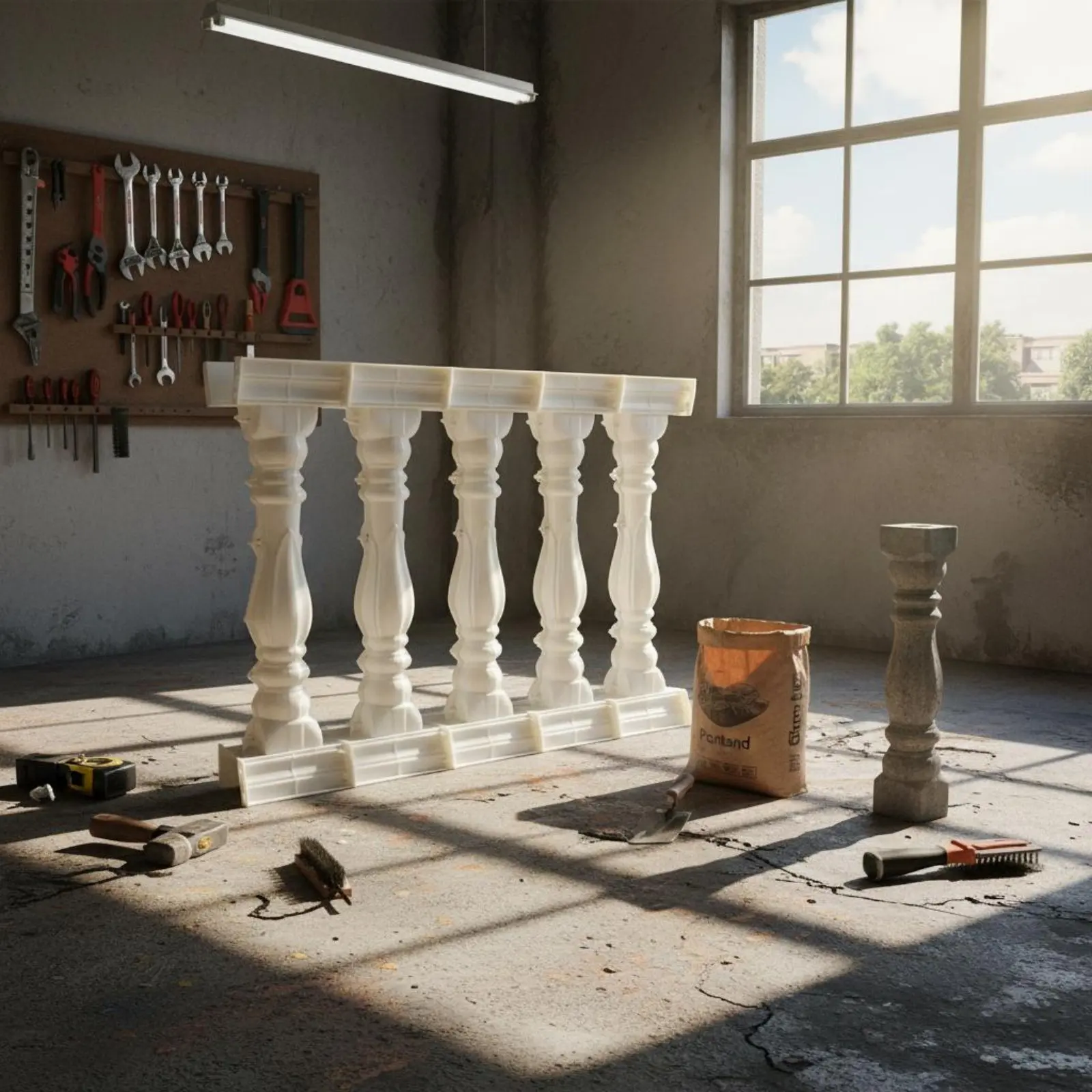

Cement Railing Casting Form Reusable European Design Baluster Form Plastic Roman Column Form Easy to Use Two-Piece Design
