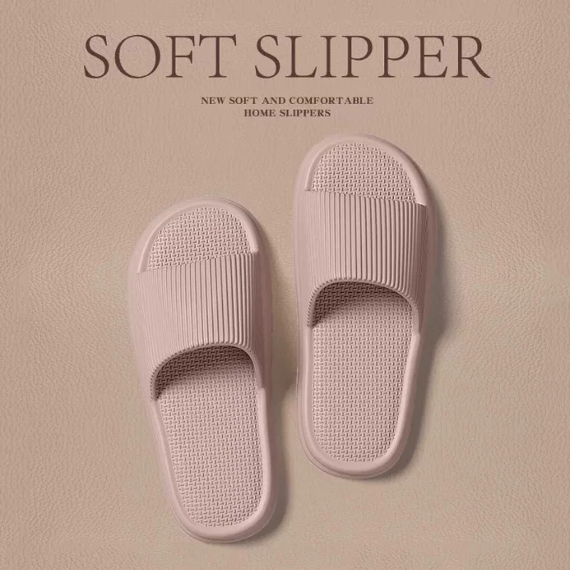 Casual Women Bathroom Slippers Thick Sole Slides Summer Sandals Soft Men Shoes Indoor Flats Couples Non-Slip Beach Flip Flops
