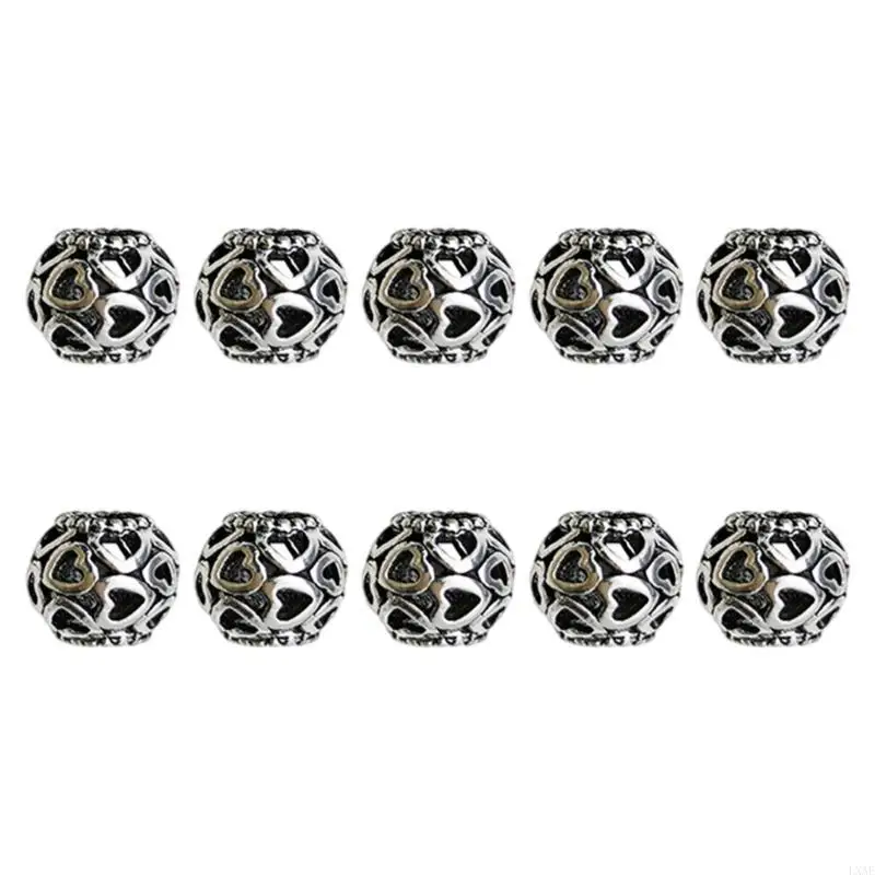  10pcs Assorted Styles Silver Beads Adornments For DIY Jewelry And Accessories