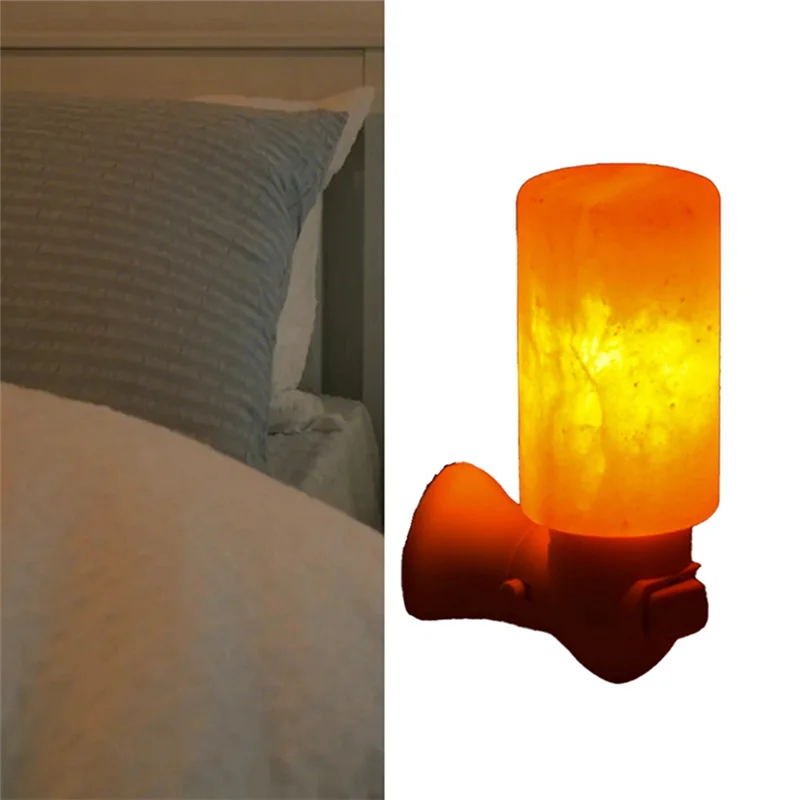 A10Z-Himalayas Crystal Salt Lamp LED Warm Night Light Air Purifier Decorative Bedside Table Lamp Ornament EU