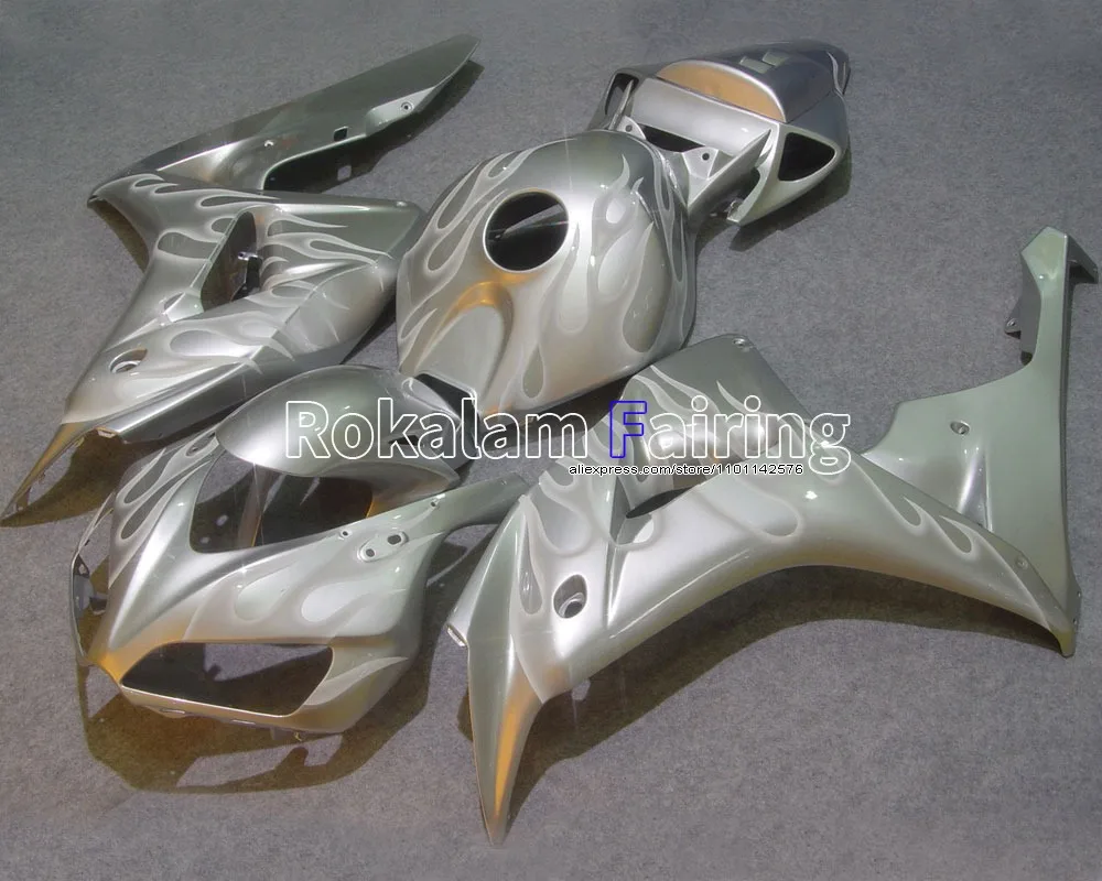 Fairing For Honda 2006 2007 CBR1000RR 06 07 CBR1000 RR White Flame Silver Bodywork Fairing (Injection molding)