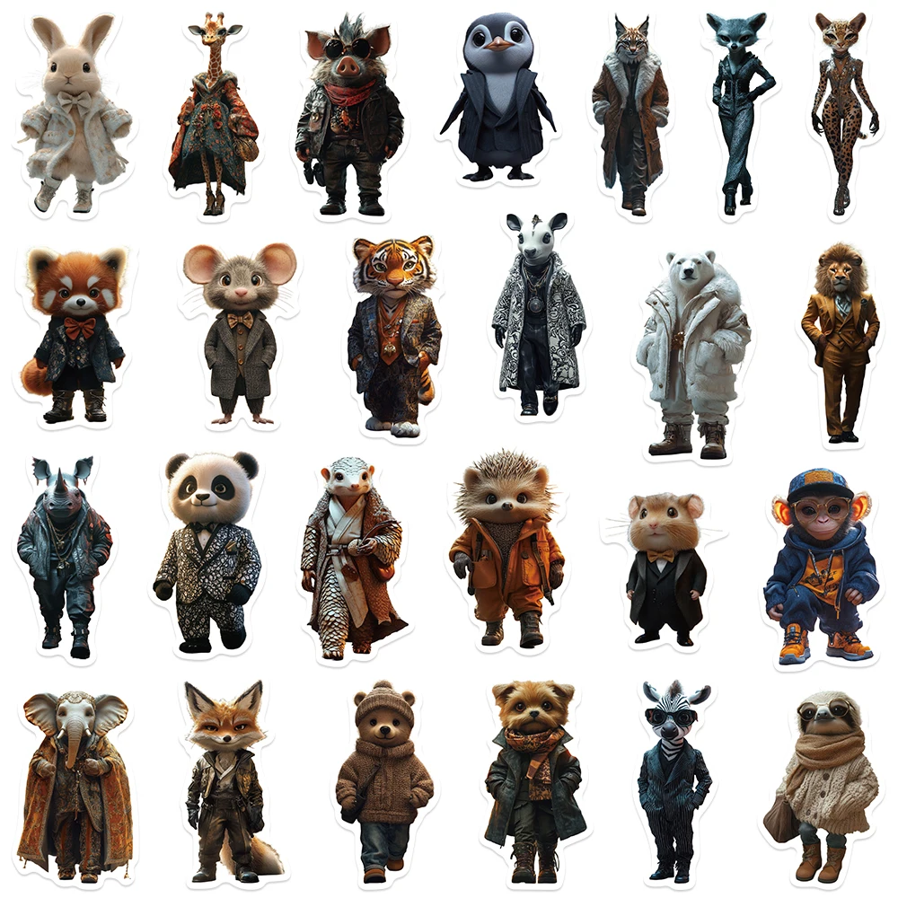 50 stücke Nette Elegante Cartoon Tiere Aufkleber DIY Vinyl Aufkleber Für Gepäck Gitarre Telefon Tagebuch Fahrrad Wasserdichte Laptop Aufkleber