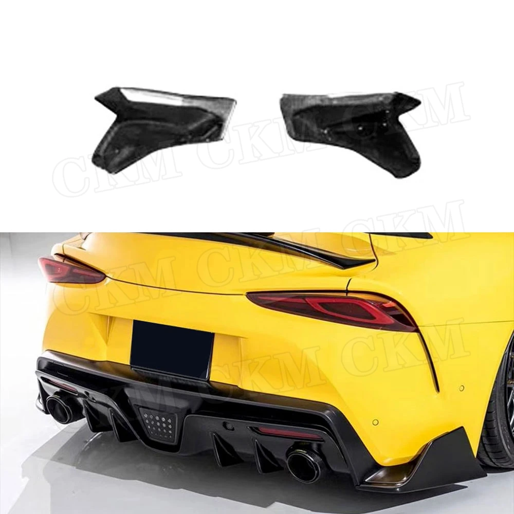 

CKMUUER Carbon Fiber Rear Bumper Splitters Rear Diffuser Lip Flaps Apron for Toyota Supra A Style 2019 2020 FRP Black