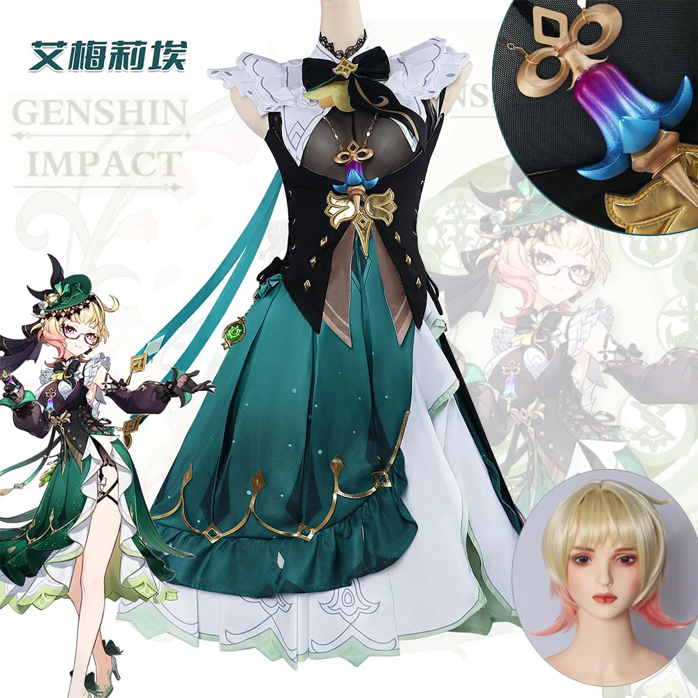 

Genshin Impact Cosplay Emilie Game Cosplay Costumes Wig Shoes Anime Emilie Suits Halloween Party Clothing Disfraz Mujer Women