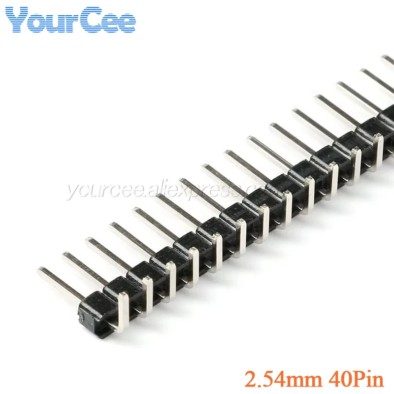 20pcs/2pcs 1x40 Pin 2.54mm Connector Copper Needles Single Row Right Angle Pin Header