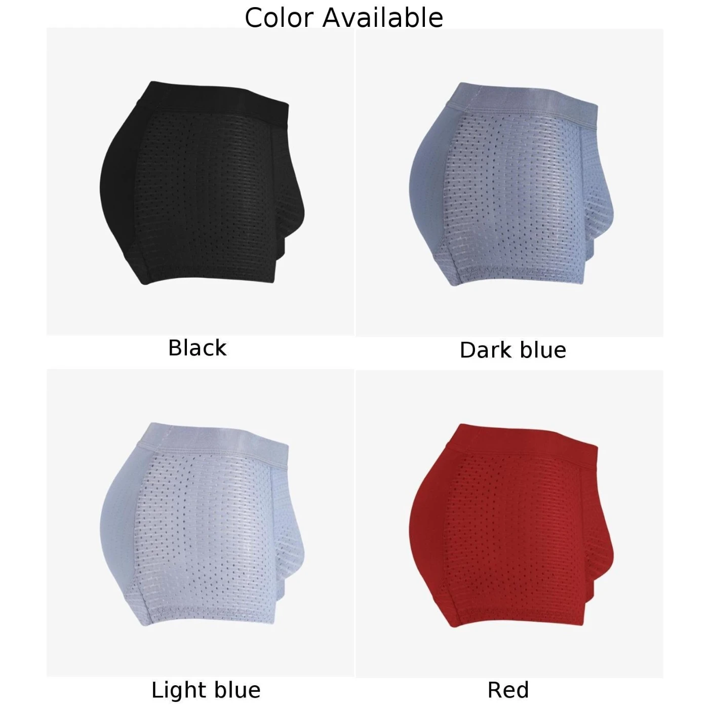Boxer Briefs Men Underwear Casual Comfortable Enhancer Hip Knicker Breathable Butt Lifter Padded Panty Shorts Solid
