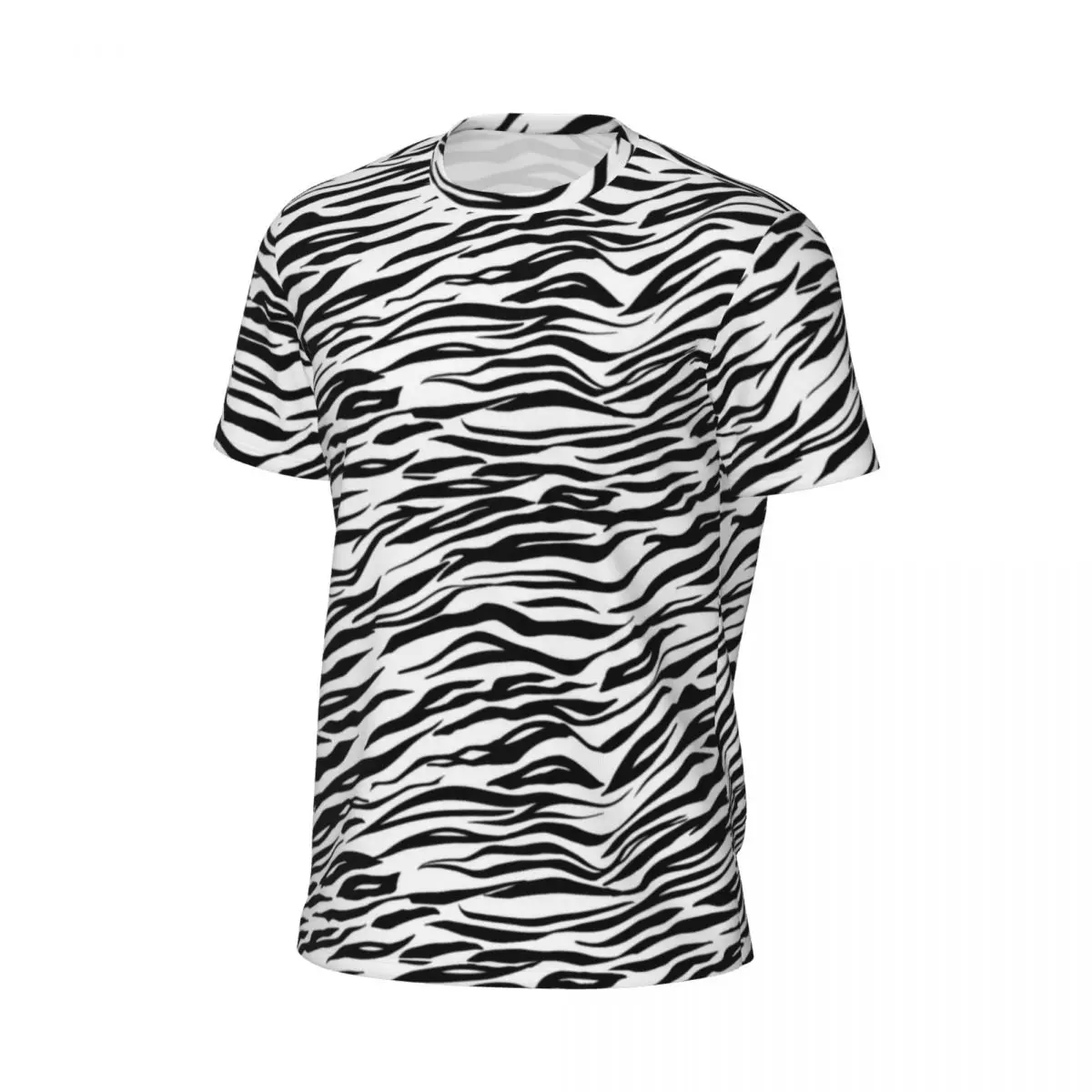 Gym T Shirt For Man Black White Zebra T-Shirts Novelty Animal Print Beach Tees O Neck Awesome Design Clothes Birthday Present