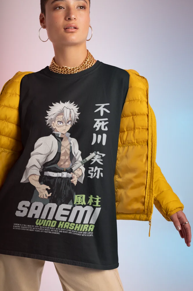 Sanemi Kokushibo Shirt Wind Hashira T-Shirt Demon Slayer Anime Tee Doma Tshirt