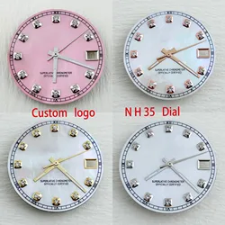 New NH35 Diamond Dial Pearl Shell Dial 28.5mm Suitable for NH35/NH36 Movement Watch Repair Tool