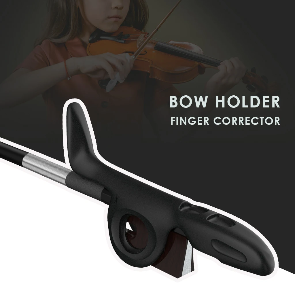 ブラックバイオリンボウホルダー、グリップパートナー、ビオラ、ティーチングエイド、子供、大人、学習、4/4、3、1/2、1/4、1/8