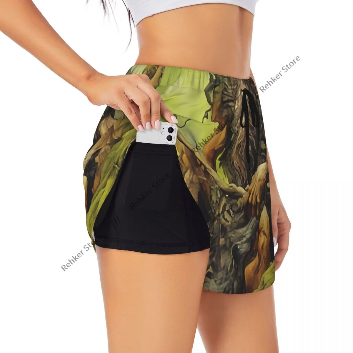 Leshy With Horns Fantasy Fairytale Character Women's Double Layered Quick-Dry Athletic Shorts for Leisure Fitness Workout Sport