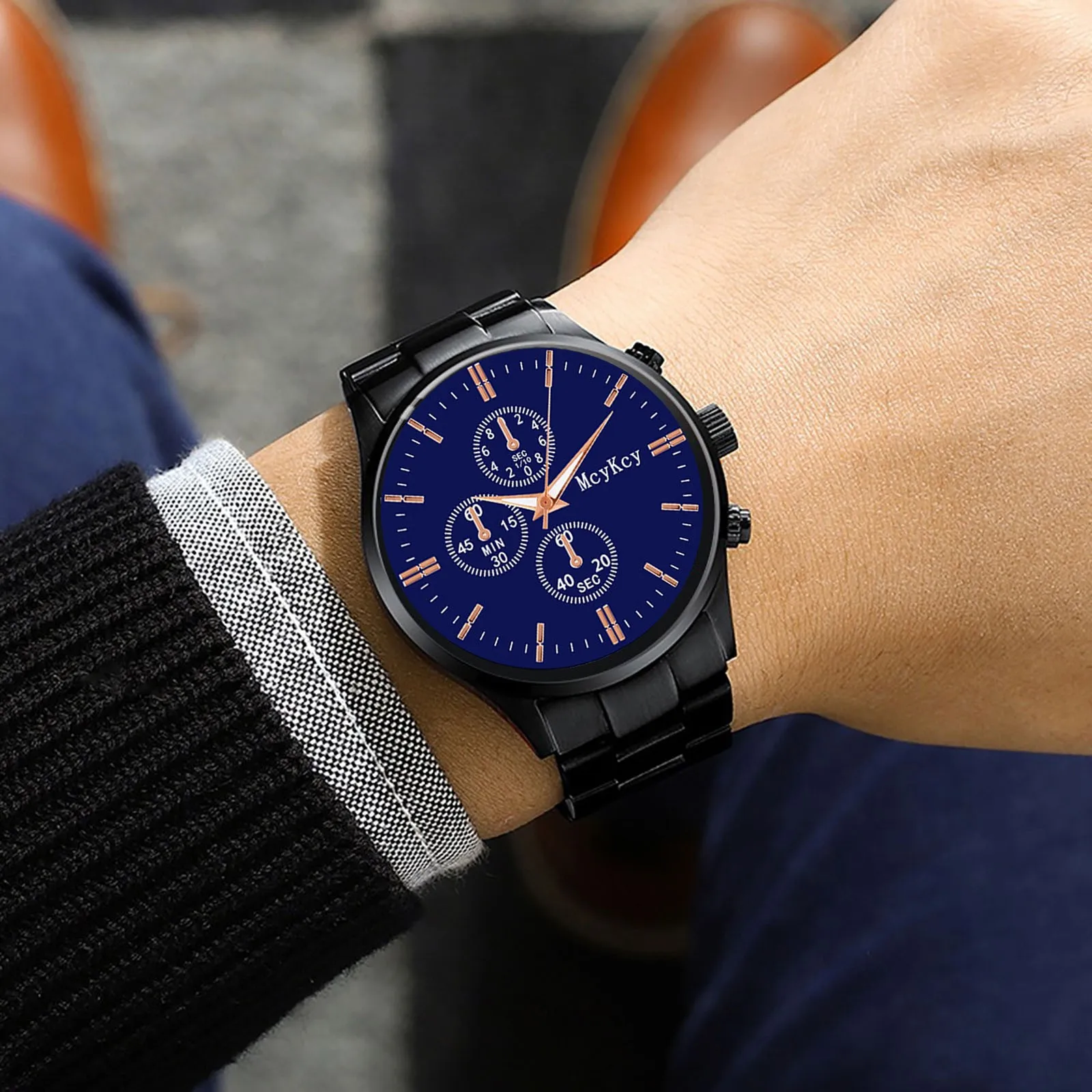 Reloj de pulsera de acero inoxidable para hombre, cronógrafo deportivo de negocios, de cuarzo, a la moda