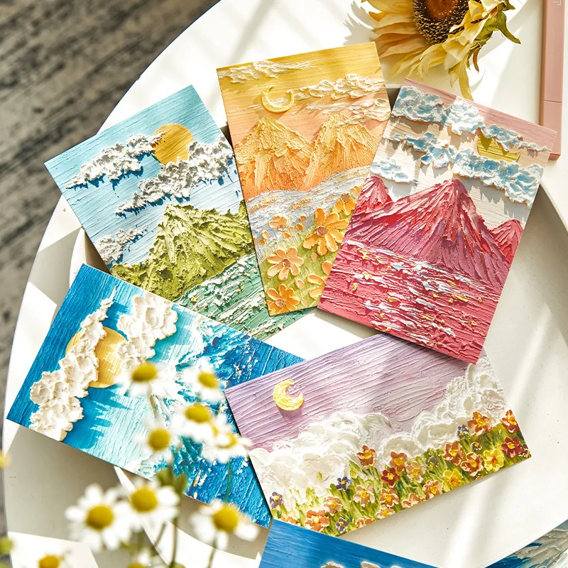 

30pcs/case Seasons Wind Series Painting Style 3D Colorful Printing Postcard Gift Message Greeting Cards Set