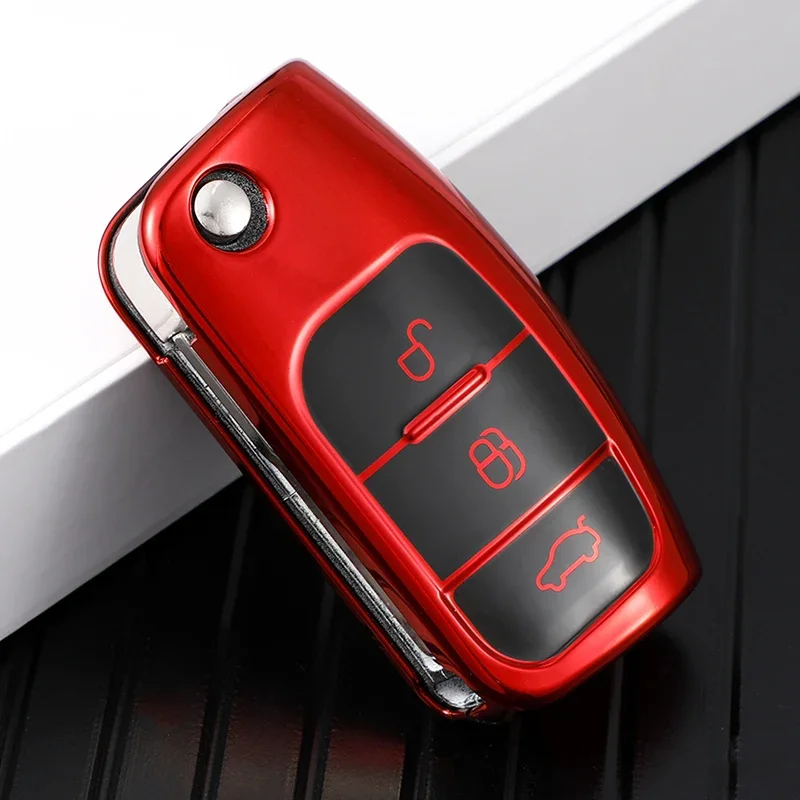 TPU Car Flip Key Case Cover For Ford Focus 2 MK2 Fiesta Mondeo Galaxy Falcon Territory Ecosport Shell Fob Protector