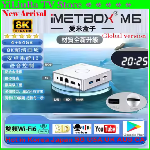 [Genuine]Newest IMETBOX M6 TV Box 4G 64GB with Vioce Control Wifi6 8K UHD 3D Android12 Smart TV Box Hot in Korea SG JP USA CA UK