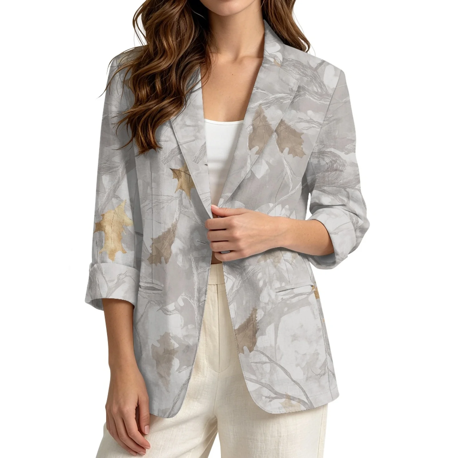 PENSTROLL Leaf Branch Lightweight Light Cardigans for Women Linen Like Jackets Fall Outerwear
