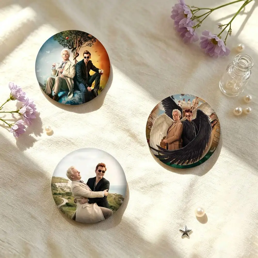 F-Fantasy TV Series Good Omens  25mm 32mm 44mm 58mm 75mm Brooches Badges Pins for Accessories Gift