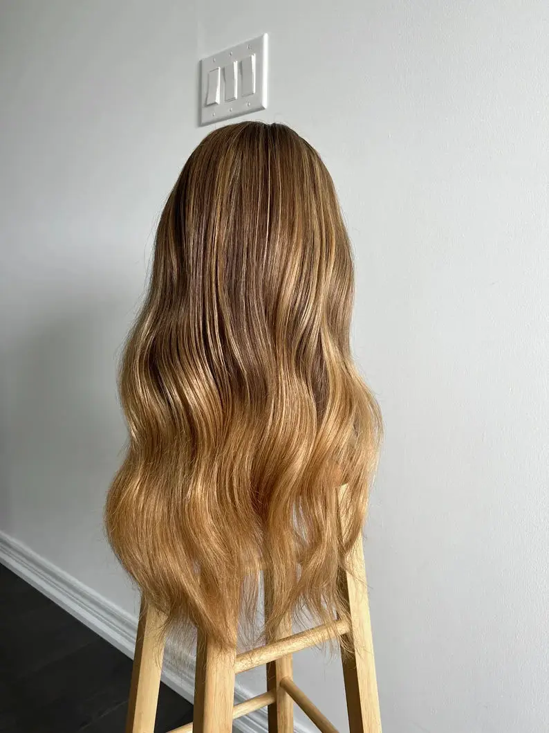 المرأة شعر مستعار طويل الجسم موجة تسليط الضوء على أومبير شعر مستعار أشقر 13*4HD شفافة الاصطناعية الدانتيل الجبهة الباروكات الإناث ألياف مقاومة للحرارة