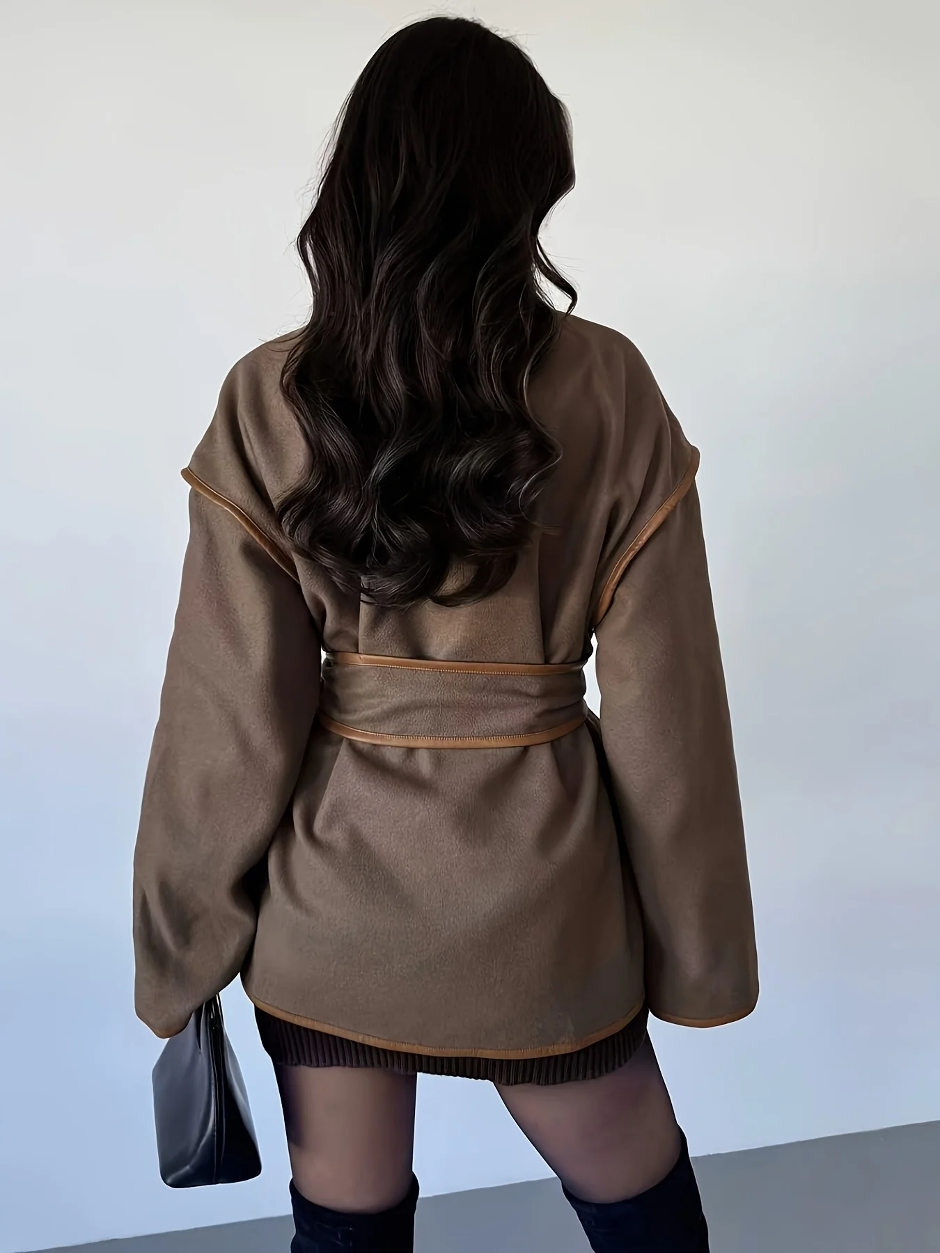 سترات نسائية جديدة للخريف والشتاء بأكمام طويلة سترة نسائية أنيقة برباط علوي معطف نسائي ملابس خارجية Chaquetas De Mujer Q1844 #5