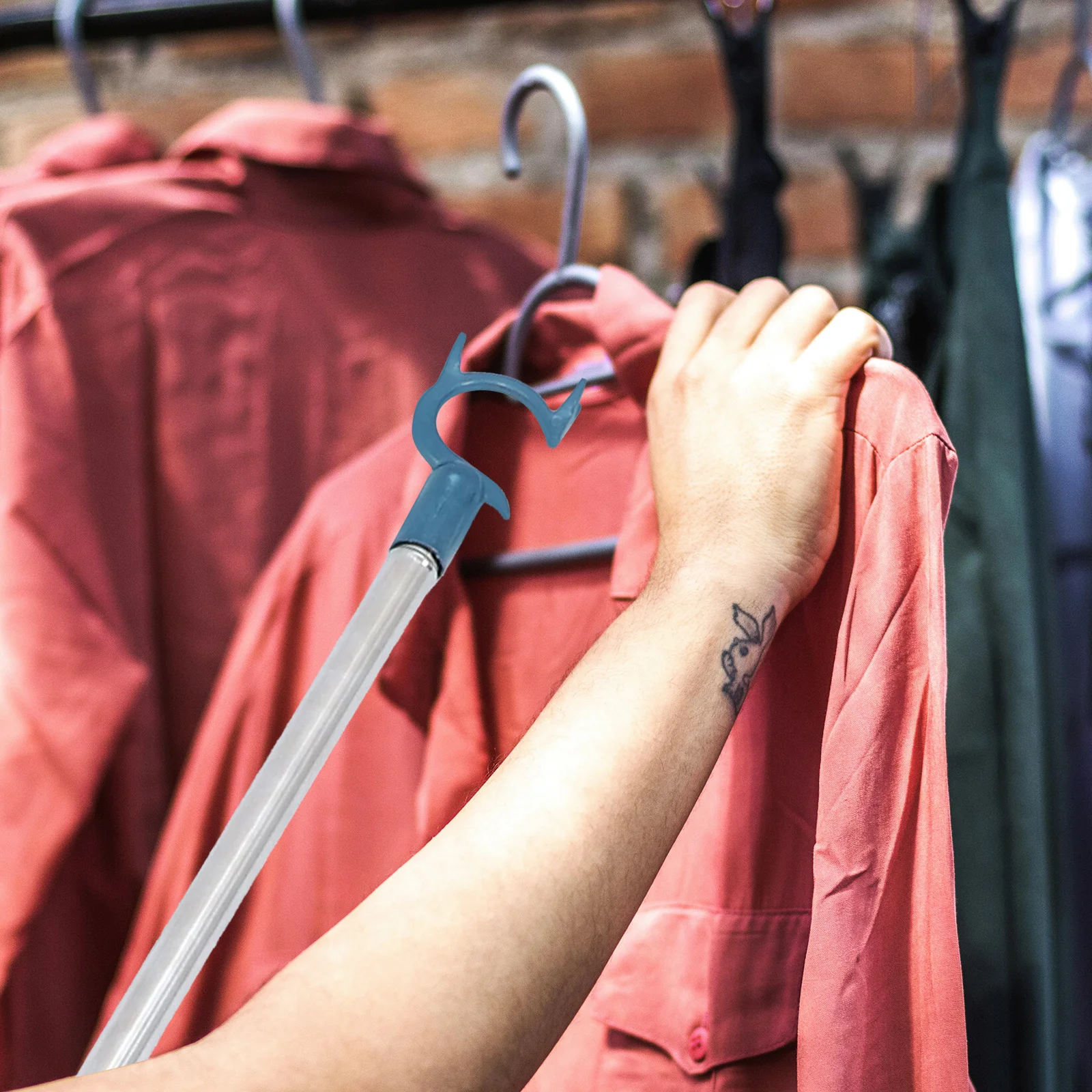 

Stainless Steel Clothes Drying Pole Adjustable Telescoping Reach Stick For Home Balcony Closet Clothesline Rod