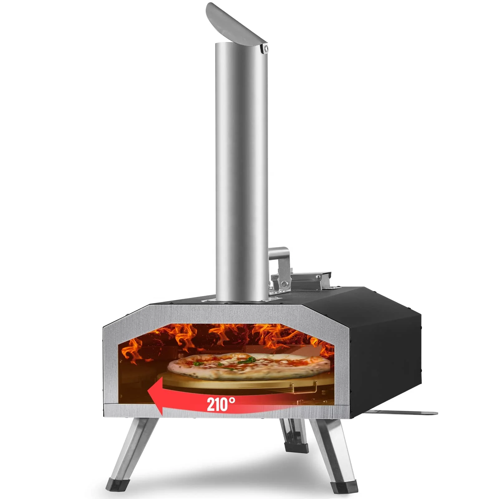 New Fashion Design Outdoor Pizza Gas and Wood Fire Oven Manual Rotating Pizza Stone Bracket Custom Size