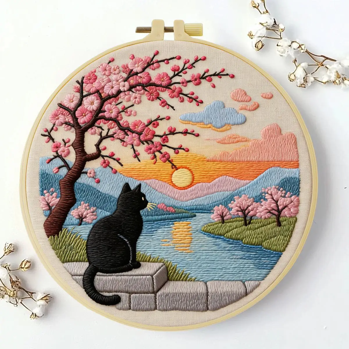 1 Stück 20X20CM/15X15CM 7,87/6,3 Zoll Tier - Katzen-Rückansicht Stickerei Starter-Kit DIY-Kit DIY-Stickerei-Set Handarbeiten – Detail 2