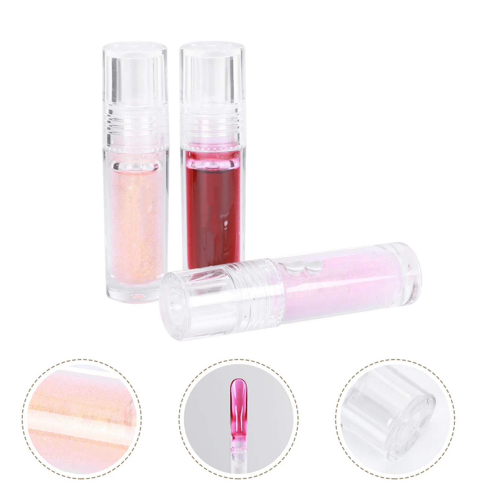 

3Pcs Shiny Lip Gloss Pearlized Lightweight Moisturizing Jelly Finish Long Wear Portable for Women Daily Makeup