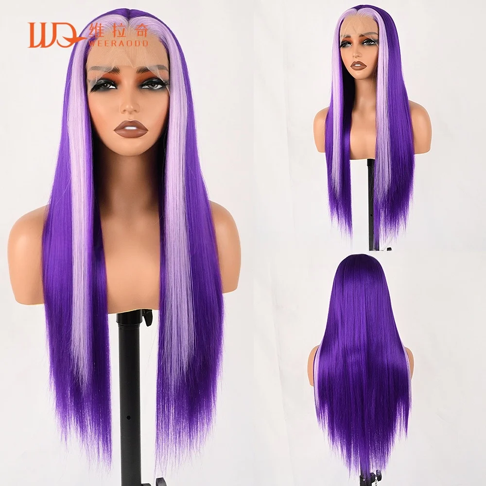 28-inch-straight-lace-front-wig-purple-with-light-lavender-highlights-13x4-glueless-heat-resistant-synthetic-hair-natural-wig