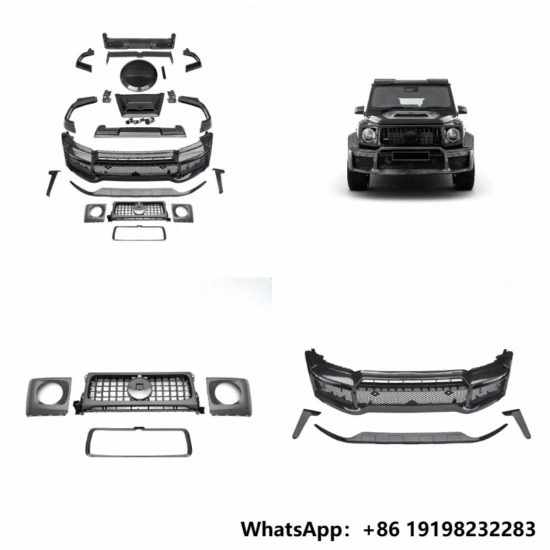 Carbon Fiber Front Grille & Headlight Covers Trim for Mercedes Benz G63 W464 W465 G800-Sports/Performance Style Autoclave Carbon