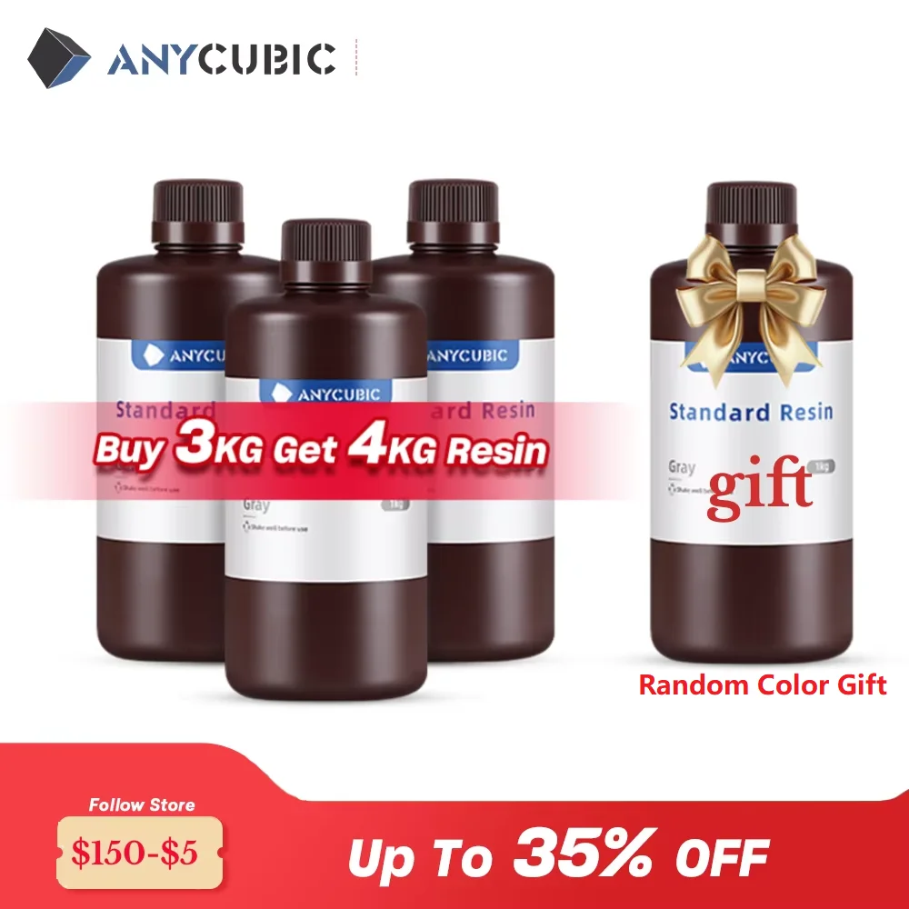 ANYCUBIC Resina per stampante 3D Acquista 3KG Ottieni 4KG Resina standard Resina per lavaggio ad acqua Resina ECO per SLA LCD Resistente materiale in resina per stampa 3D