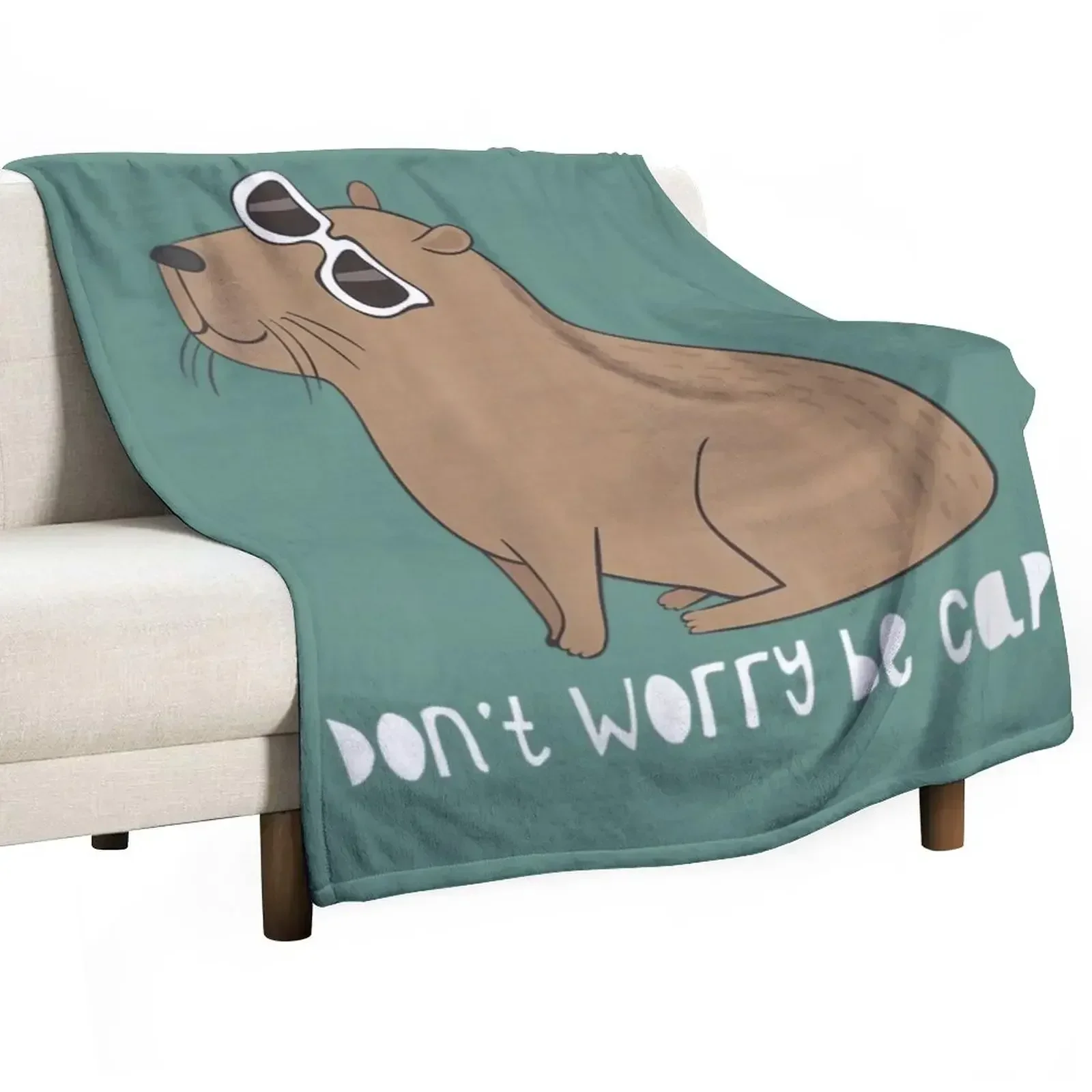 

Womens Don't Worry, Be Capy Awesome Cute Capybara V-Neck Throw Blanket Multi-Purpose Fashion Sofas Blankets