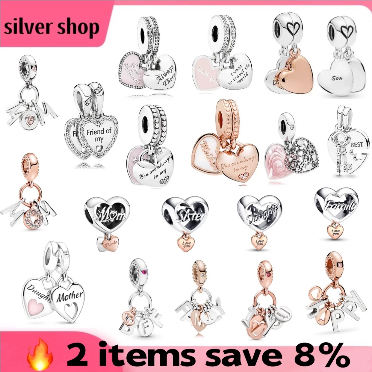 

День матери 100% стерлинговое серебро 925 пробы вечная любовь стиль подвеска оригинальный браслет DIY женские ювелирные изделия изготовление подарков