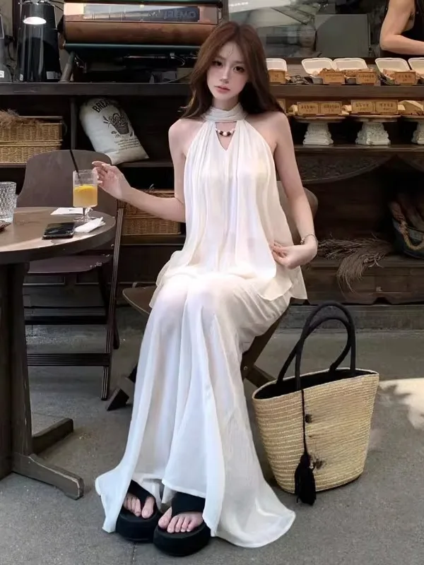 

Vaion Sle Ne Hanging Top Wide Leg Pants Two Piece Set Summer Clete Outfit Casual Loose Fit Cotton V Ne
