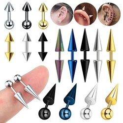 1 Pair Stainless Steel Spike Tapered Ear Studs Earrings For Women/Men Fine Needle Gothic Hip Hop Piercing Ear Bone Nail Jewelry