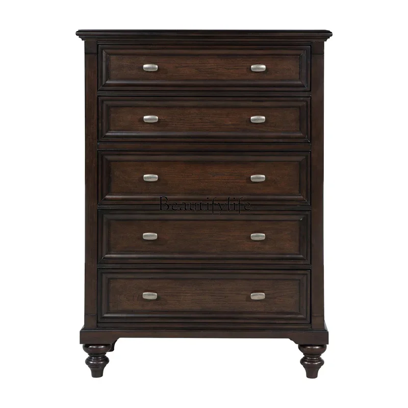 

ls 42French retro solid wood eight-bucket cabinet against the wall drawer locker