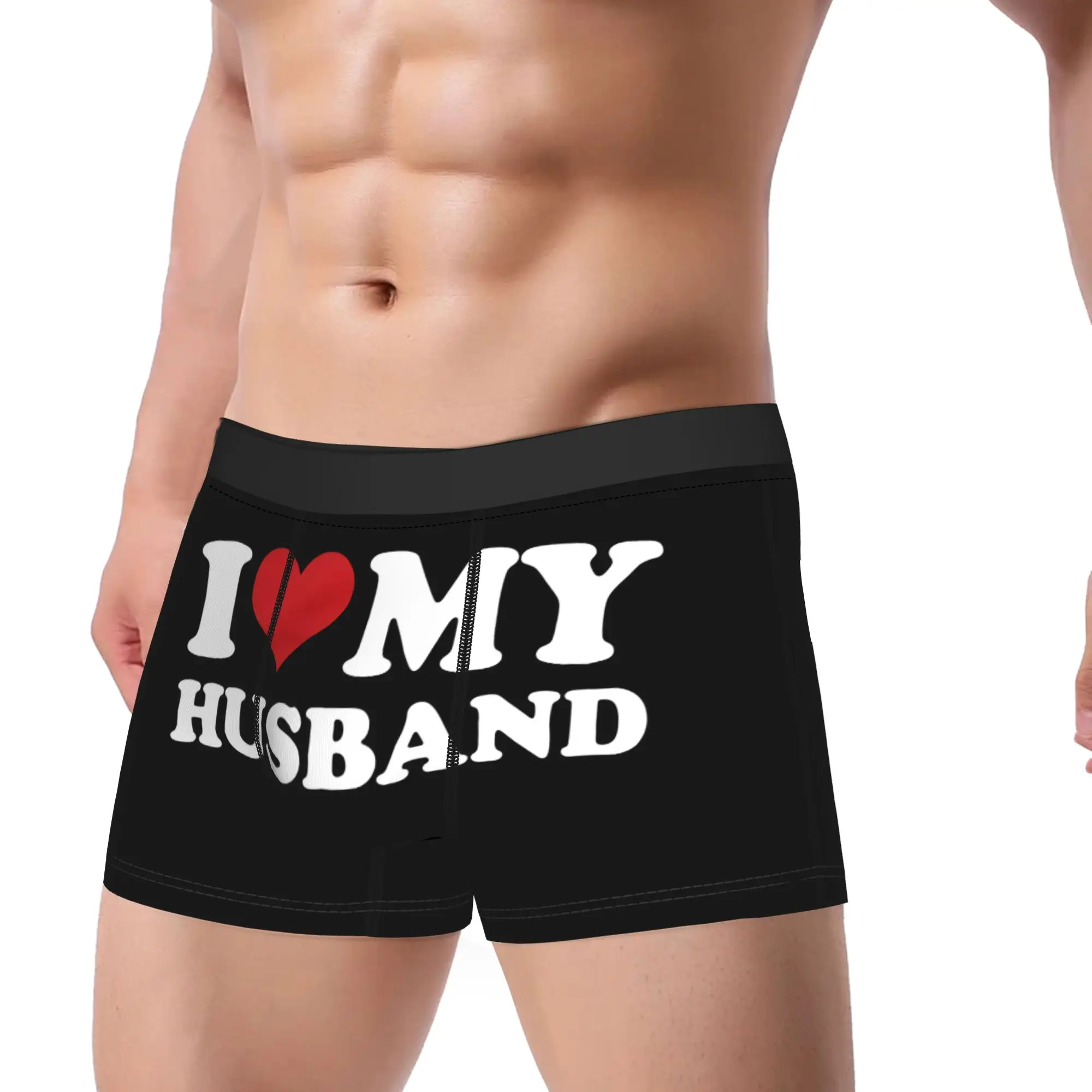 

Sexy Boxer Shorts Panties Briefs Men's I Love My Wife I Love My Husband Underwear Polyester Underpants for Homme Plus Size