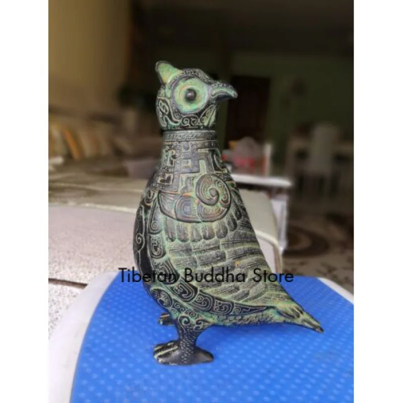 excellent Vintage Bronze Old eagle patina owl statues