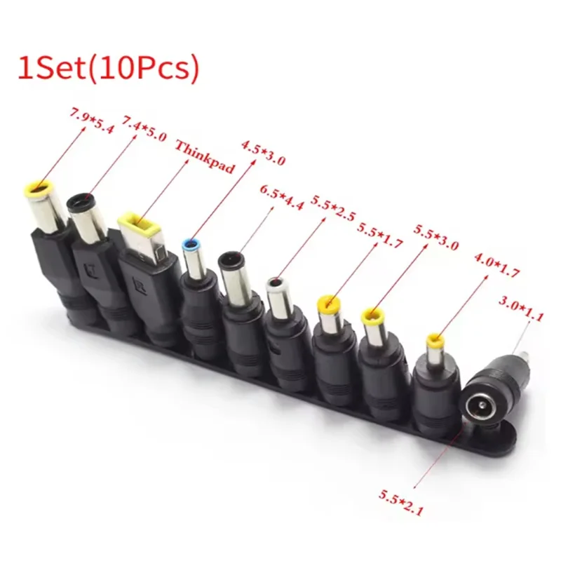 10 in 1 DC5521 5.5x2.1mm Power Adapter for Notebook Laptop DC Power Charger Supply Adapter Tips Connector Jack to Plug Charging