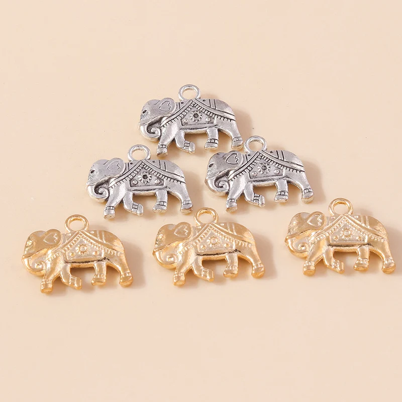 Leslie 10 Stück 16*19mm Antiksilberfarbene Legierungsanhänger Tier-Elefanten-Charms für DIY-Halsketten Schmuckzubehör – Detail 5