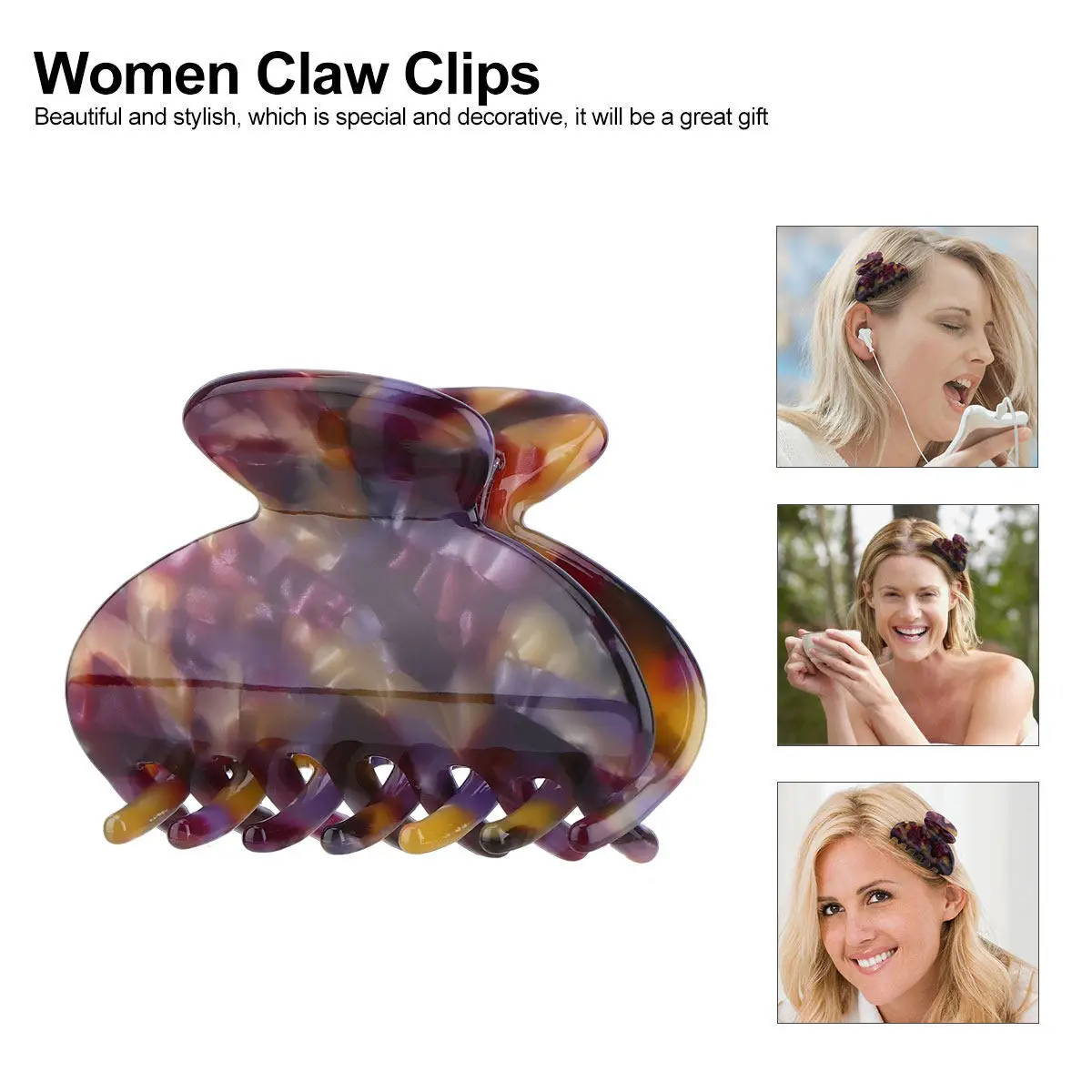 

Acetate Sheet Hair Claw Clips Strong Grip Stylish Simple Pattern for Thick Thin Curly Hair Women Accessories Women Claw Clips