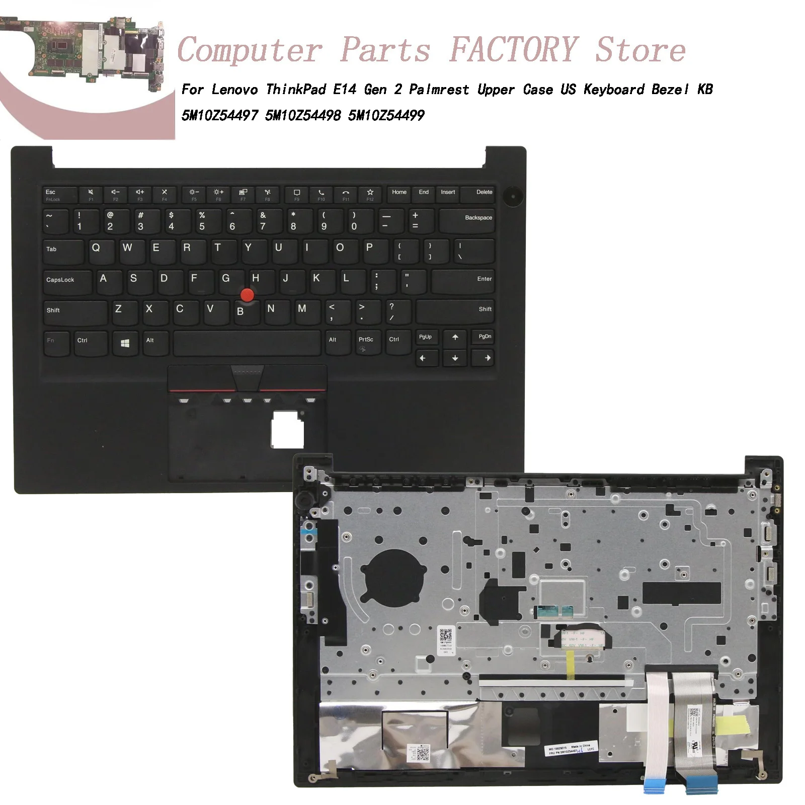 

For Lenovo ThinkPad E14 Gen 2 Palmrest Upper Case US Keyboard Bezel KB 5M10Z54497 5M10Z54498 5M10Z54499