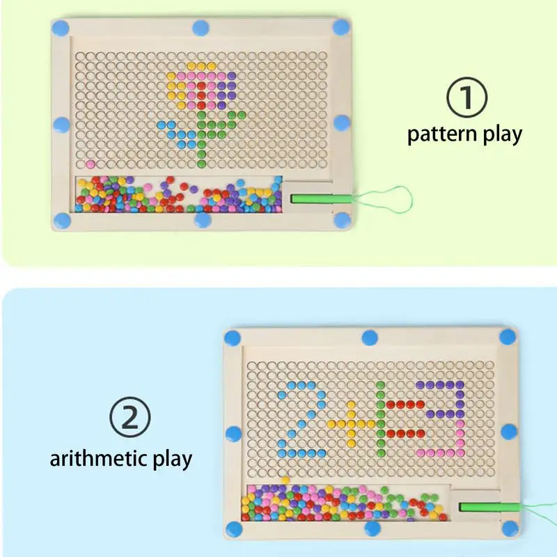 لوحة رسم خشبية مع خرز مغناطيسي للأطفال الصغار لوحة فنية تعليمية مبكرة ألعاب السفر هدايا للأطفال