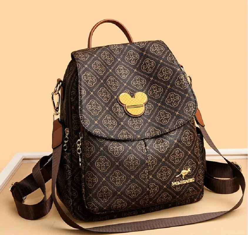 

Лидер продаж, новые женские модные роскошные кожаные дорожные рюкзаки с принтом, дизайнерские сумки на плечо большой вместимости, школьная сумка